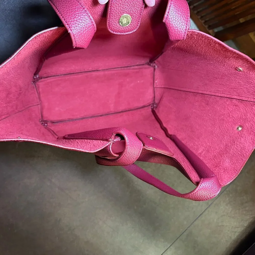 Designer-Inspired (Polene Paris Cabas).  Genuine Leather Red Tote Bag - Picture 10 of 10